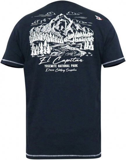 D555 GRAHAM YOSEMITE Chest And Back Printed Crew Neck T-Shirt Navy - T-skjorter - Store T-skjorter - 2XL-14XL