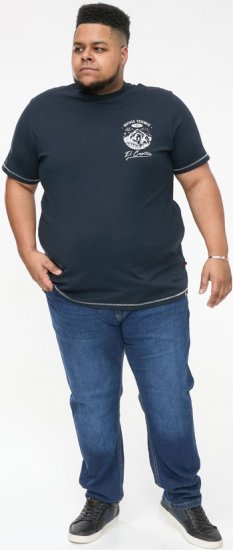 D555 GRAHAM YOSEMITE Chest And Back Printed Crew Neck T-Shirt Navy - T-skjorter - Store T-skjorter - 2XL-14XL