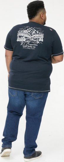 D555 GRAHAM YOSEMITE Chest And Back Printed Crew Neck T-Shirt Navy - T-skjorter - Store T-skjorter - 2XL-14XL