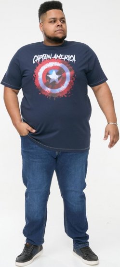 D555 ROGERS Official Captain America Printed T-Shirt Dark Navy - T-skjorter - Store T-skjorter - 2XL-14XL