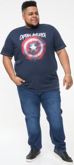 D555 ROGERS Official Captain America Printed T-Shirt Dark Navy - T-skjorter - Store T-skjorter - 2XL-14XL