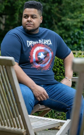 D555 ROGERS Official Captain America Printed T-Shirt Dark Navy - T-skjorter - Store T-skjorter - 2XL-14XL