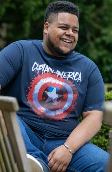 D555 ROGERS Official Captain America Printed T-Shirt Dark Navy - T-skjorter - Store T-skjorter - 2XL-14XL