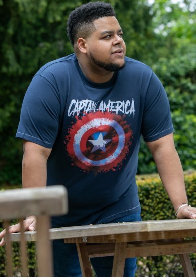 D555 ROGERS Official Captain America Printed T-Shirt Dark Navy - T-skjorter - Store T-skjorter - 2XL-14XL