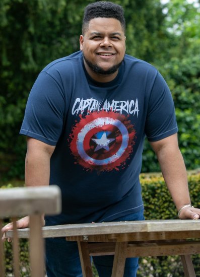 D555 ROGERS Official Captain America Printed T-Shirt Dark Navy - T-skjorter - Store T-skjorter - 2XL-14XL
