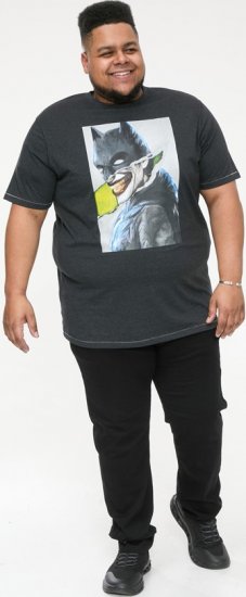D555 MARTIN Official Batman Printed T-Shirt Washed Black - T-skjorter - Store T-skjorter - 2XL-14XL