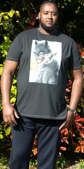 D555 MARTIN Official Batman Printed T-Shirt Washed Black - T-skjorter - Store T-skjorter - 2XL-14XL