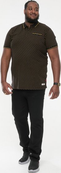 D555 RAUL AOP Jersey Polo With Jacquard Collar, Ribs And Chest Pocket Black - Polo- & piqueskjorter - Poloskjorte i store størrelser - 2XL-8XL