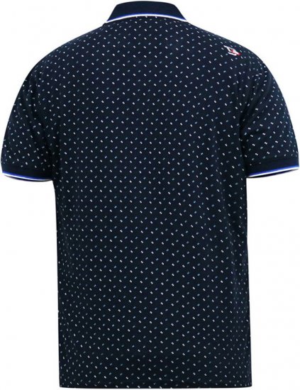 D555 OAKLEY AOP Jersey Polo With Jacquard Collar, Ribs And Chest Pocket Navy - Polo- & piqueskjorter - Poloskjorte i store størrelser - 2XL-8XL