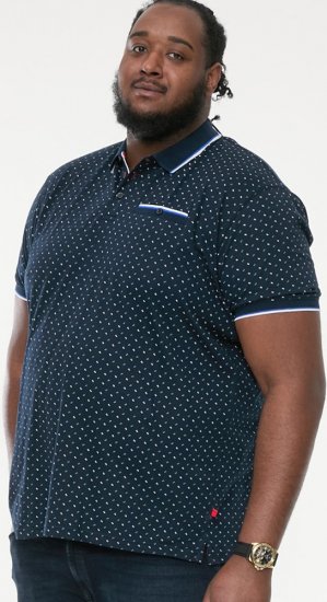 D555 OAKLEY AOP Jersey Polo With Jacquard Collar, Ribs And Chest Pocket Navy - Polo- & piqueskjorter - Poloskjorte i store størrelser - 2XL-8XL