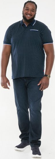 D555 OAKLEY AOP Jersey Polo With Jacquard Collar, Ribs And Chest Pocket Navy - Polo- & piqueskjorter - Poloskjorte i store størrelser - 2XL-8XL