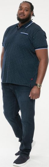 D555 OAKLEY AOP Jersey Polo With Jacquard Collar, Ribs And Chest Pocket Navy - Polo- & piqueskjorter - Poloskjorte i store størrelser - 2XL-8XL