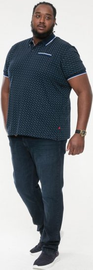 D555 OAKLEY AOP Jersey Polo With Jacquard Collar, Ribs And Chest Pocket Navy - Polo- & piqueskjorter - Poloskjorte i store størrelser - 2XL-8XL