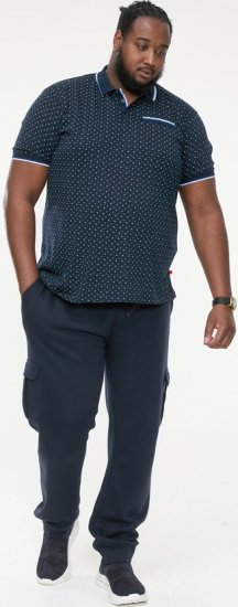 D555 OAKLEY AOP Jersey Polo With Jacquard Collar, Ribs And Chest Pocket Navy - Polo- & piqueskjorter - Poloskjorte i store størrelser - 2XL-8XL