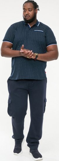 D555 OAKLEY AOP Jersey Polo With Jacquard Collar, Ribs And Chest Pocket Navy - Polo- & piqueskjorter - Poloskjorte i store størrelser - 2XL-8XL