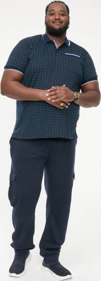 D555 OAKLEY AOP Jersey Polo With Jacquard Collar, Ribs And Chest Pocket Navy - Polo- & piqueskjorter - Poloskjorte i store størrelser - 2XL-8XL