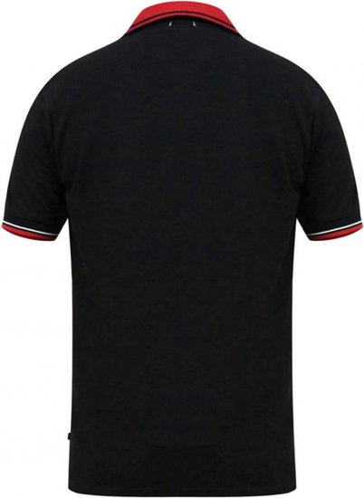 D555 CHESTER Pique Polo With Red Collar With Tipping Detail And Chest Embroidery Black - Polo- & piqueskjorter - Poloskjorte i store størrelser - 2XL-8XL