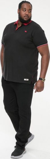 D555 CHESTER Pique Polo With Red Collar With Tipping Detail And Chest Embroidery Black - Polo- & piqueskjorter - Poloskjorte i store størrelser - 2XL-8XL