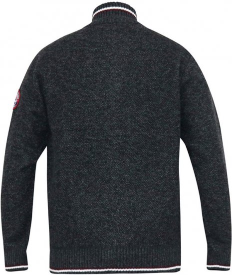 D555 ABERDARE Knitted Zip Through Sweater With Bonded Check Lining Charcoal Marl - Gensere og hettegensere - Store hettegensere - 2XL-14XL