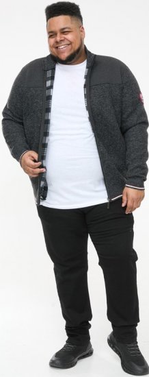 D555 ABERDARE Knitted Zip Through Sweater With Bonded Check Lining Charcoal Marl - Gensere og hettegensere - Store hettegensere - 2XL-14XL