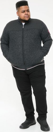 D555 ABERDARE Knitted Zip Through Sweater With Bonded Check Lining Charcoal Marl - Gensere og hettegensere - Store hettegensere - 2XL-14XL