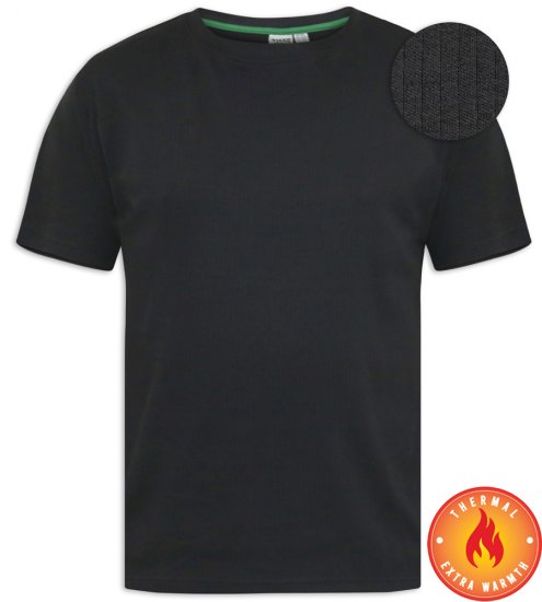 D555 Motherwell Thermal Short Sleeve T-Shirt Black - Undertøy & badetøy - Undertøy store størrelser 