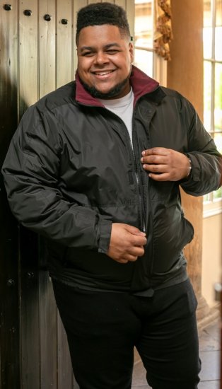 D555 Rudy Showerproof Fleece Lined Jacket With Packaway Hood - Black - Jakker - Store jakker - 2XL-12XL