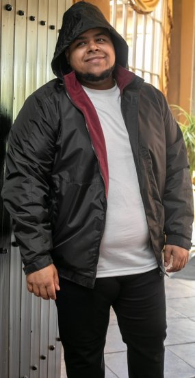 D555 Rudy Showerproof Fleece Lined Jacket With Packaway Hood - Black - Jakker - Store jakker - 2XL-12XL