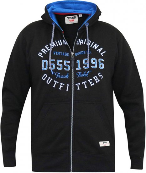 D555 LINGARD Full Zip Hoody With Original Chest Print Black - Gensere og hettegensere - Store hettegensere - 2XL-14XL