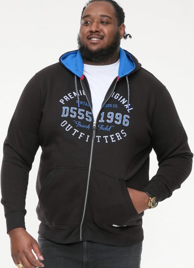 D555 LINGARD Full Zip Hoody With Original Chest Print Black - Gensere og hettegensere - Store hettegensere - 2XL-14XL