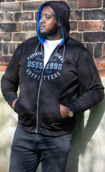 D555 LINGARD Full Zip Hoody With Original Chest Print Black - Gensere og hettegensere - Store hettegensere - 2XL-14XL