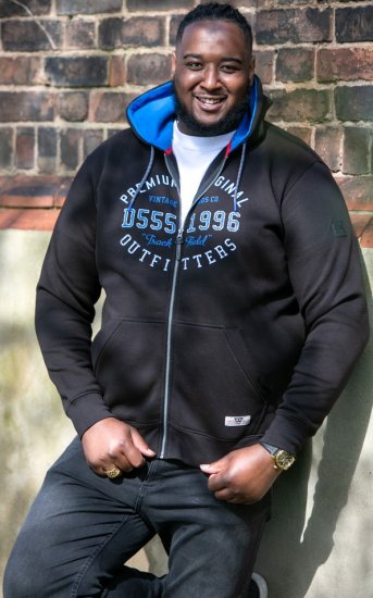 D555 LINGARD Full Zip Hoody With Original Chest Print Black - Gensere og hettegensere - Store hettegensere - 2XL-14XL