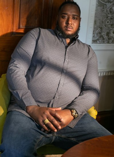 D555 MORGAN Micro AOP Long Sleeve Shirt With Concealed Button Down Collar Navy - Skjorter - Store skjorter - 2XL-8XL