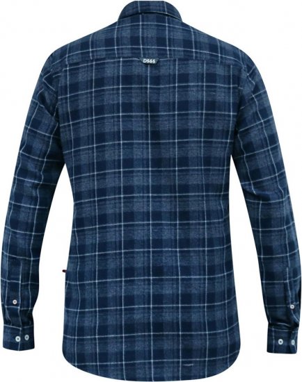D555 SONNY Navy Check Long Sleeve Shirt With Chest Patch Pocket & Button Down Collar Navy Check - Skjorter - Store skjorter - 2XL-8XL