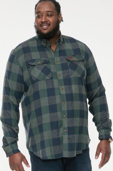 D555 GARFIELD Check Overshirt With Two Patch Pockets & Button Down Collar Navy - Skjorter - Store skjorter - 2XL-8XL