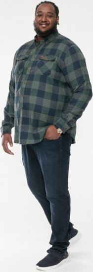 D555 GARFIELD Check Overshirt With Two Patch Pockets & Button Down Collar Navy - Skjorter - Store skjorter - 2XL-8XL