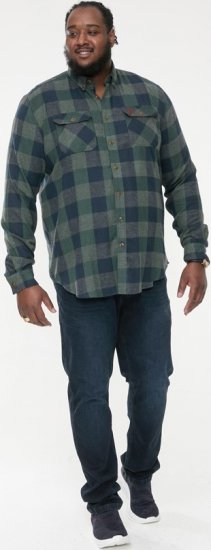 D555 GARFIELD Check Overshirt With Two Patch Pockets & Button Down Collar Navy - Skjorter - Store skjorter - 2XL-8XL