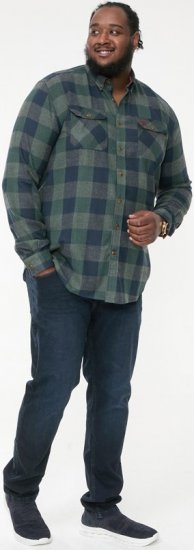 D555 GARFIELD Check Overshirt With Two Patch Pockets & Button Down Collar Navy - Skjorter - Store skjorter - 2XL-8XL