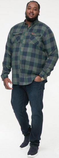 D555 GARFIELD Check Overshirt With Two Patch Pockets & Button Down Collar Navy - Skjorter - Store skjorter - 2XL-8XL