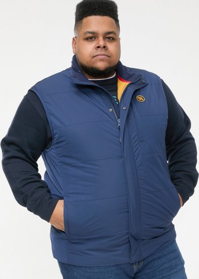 D555 FELIPE Zip Through Padded Gilet With Contrast Colour Lining And Rubber Badge Navy - Jakker - Store jakker - 2XL-12XL