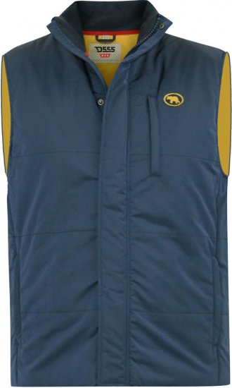 D555 FELIPE Zip Through Padded Gilet With Contrast Colour Lining And Rubber Badge Navy - Jakker - Store jakker - 2XL-12XL