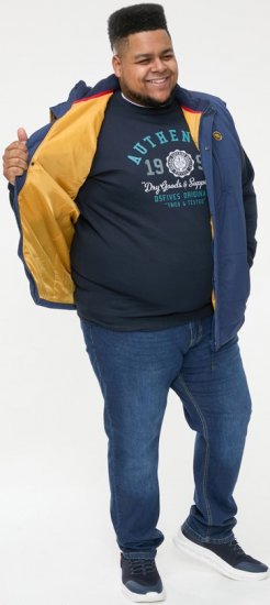 D555 FELIPE Zip Through Padded Gilet With Contrast Colour Lining And Rubber Badge Navy - Jakker - Store jakker - 2XL-12XL