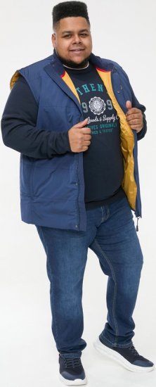 D555 FELIPE Zip Through Padded Gilet With Contrast Colour Lining And Rubber Badge Navy - Jakker - Store jakker - 2XL-12XL