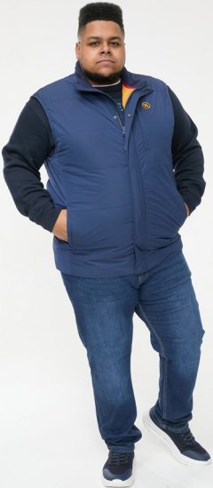 D555 FELIPE Zip Through Padded Gilet With Contrast Colour Lining And Rubber Badge Navy - Jakker - Store jakker - 2XL-12XL