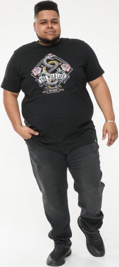D555 MALCOM Snake And Roses Printed Crew Neck T-Shirt Black - T-skjorter - Store T-skjorter - 2XL-14XL