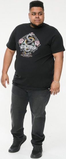 D555 MALCOM Snake And Roses Printed Crew Neck T-Shirt Black - T-skjorter - Store T-skjorter - 2XL-14XL