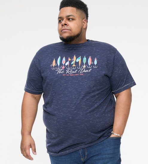 D555 Cropwell T-skjorte med fisketrykk marineblå - T-skjorter - Store T-skjorter - 2XL-14XL