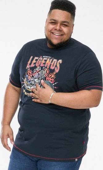 D555 JAGGER Legends Motor Bike Printed Crew Neck T-Shirt Navy - T-skjorter - Store T-skjorter - 2XL-14XL