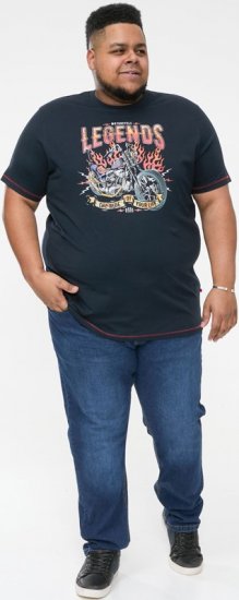 D555 JAGGER Legends Motor Bike Printed Crew Neck T-Shirt Navy - T-skjorter - Store T-skjorter - 2XL-14XL