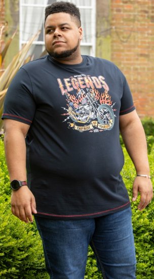 D555 JAGGER Legends Motor Bike Printed Crew Neck T-Shirt Navy - T-skjorter - Store T-skjorter - 2XL-14XL